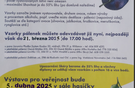 Košt pálenek  5. 4. 2025 v hasičce ve Velké Meziříčí